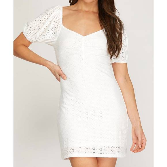 SHE + SKY Dresses & Skirts - NEW SHE + SKY eyelet mini dress in off white